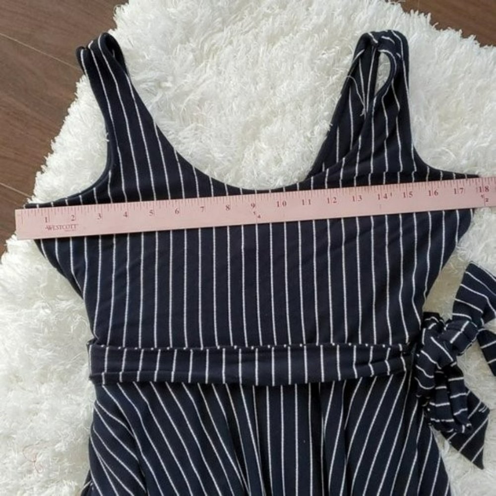Banana Republic Navy Pinstripe Sleeveless Maxi Dress with Waist Tie - Picture 6 of 12